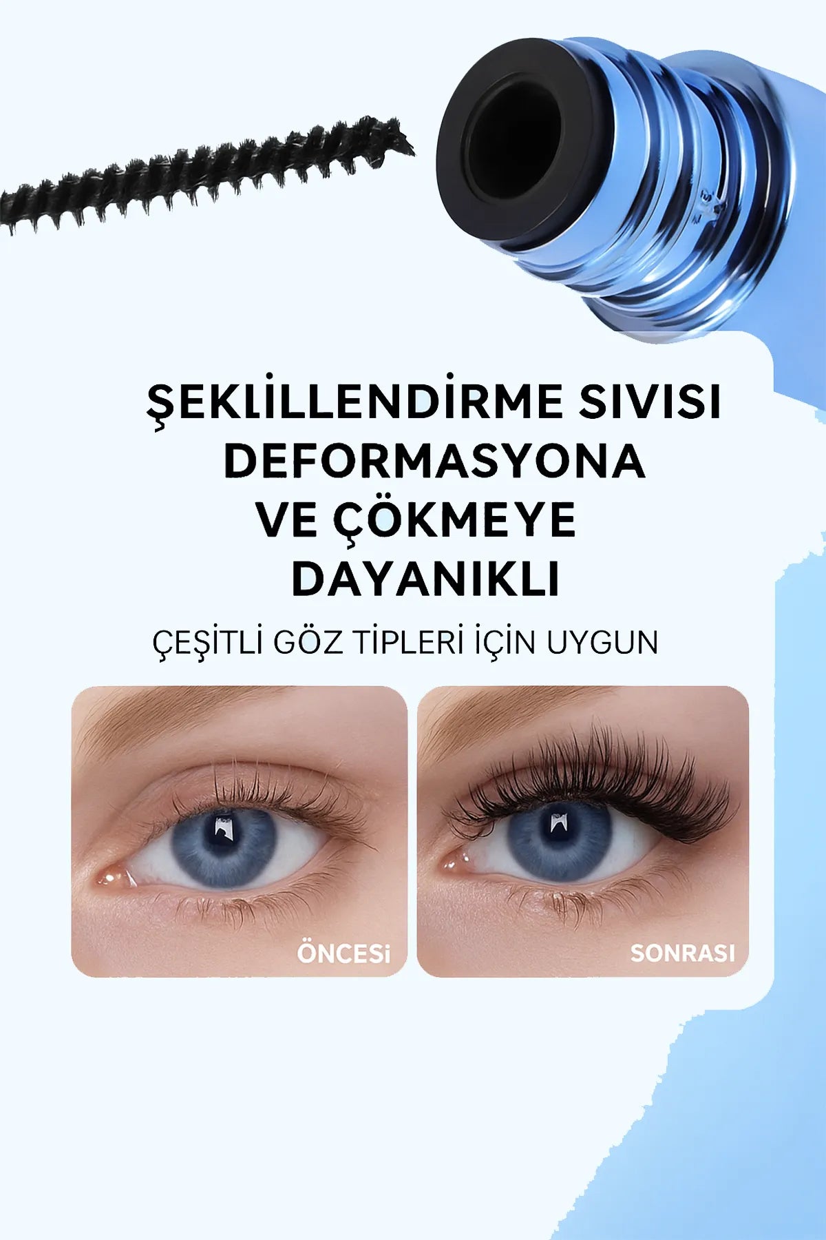 Uzun Süre Kalıcı, Dağılmayan ve Topaklanmayan Kirpik Etkisi Maskara
